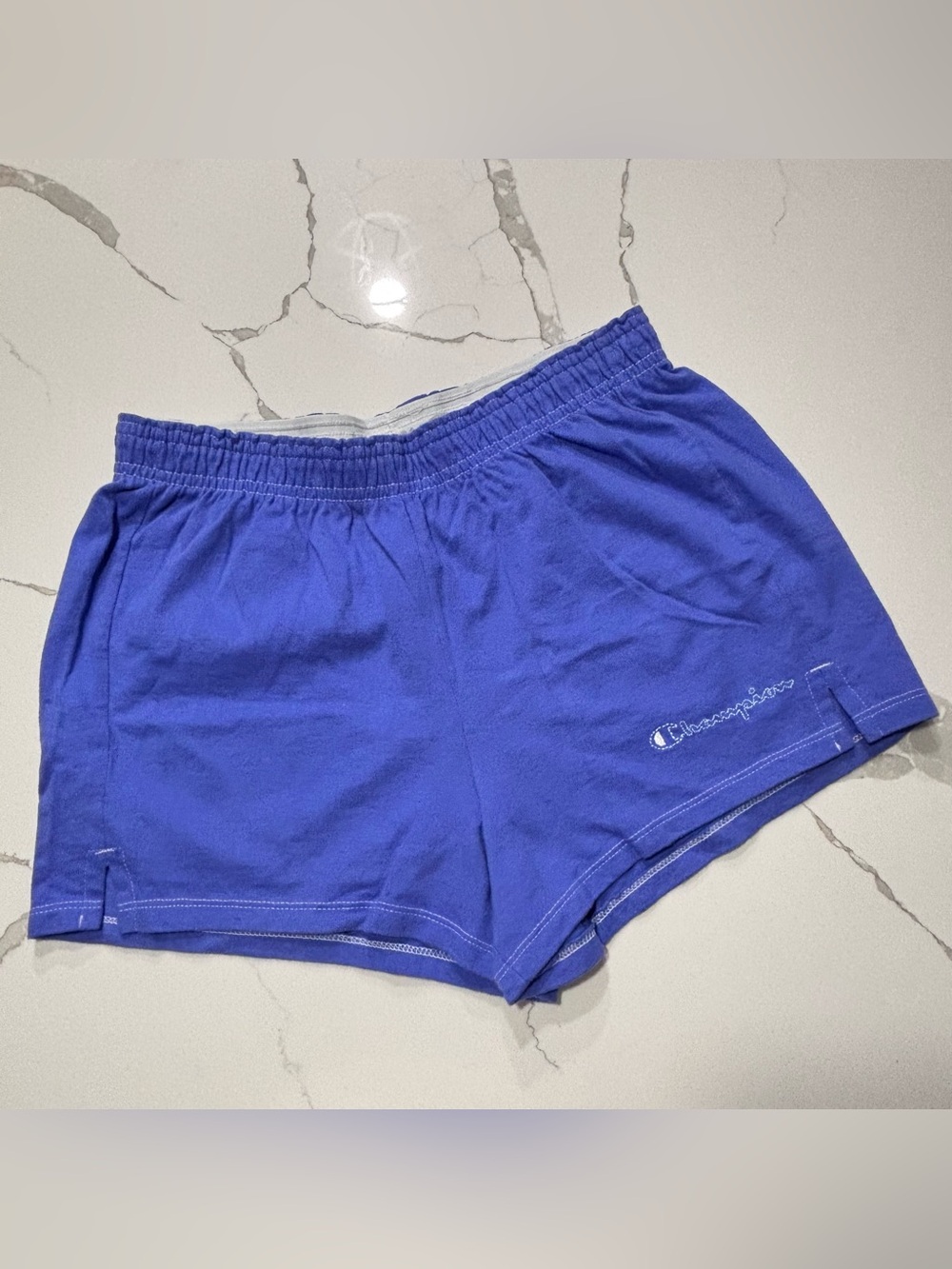 Champion 109% Cotton Athletic Shorts Periwinkle Blue Elastic Waist Women’s Small
